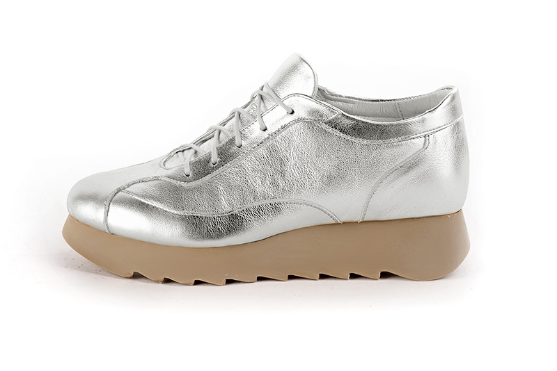Light silver women's elegant sneakers.. Profile view - Florence KOOIJMAN